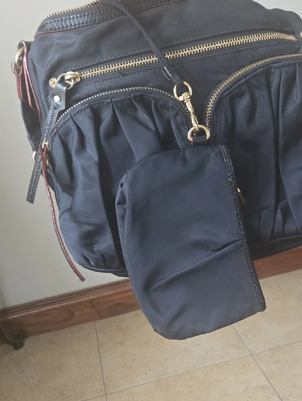 MZ Wallace Paige Black Nylon Crossbody Shoulder Bag